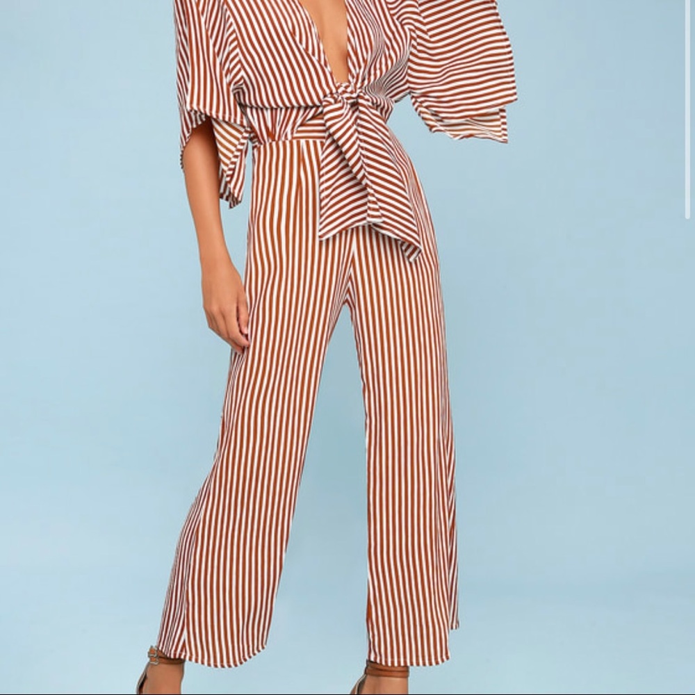 Faithfull the Brand Striped Cropped Jumpsuit XS